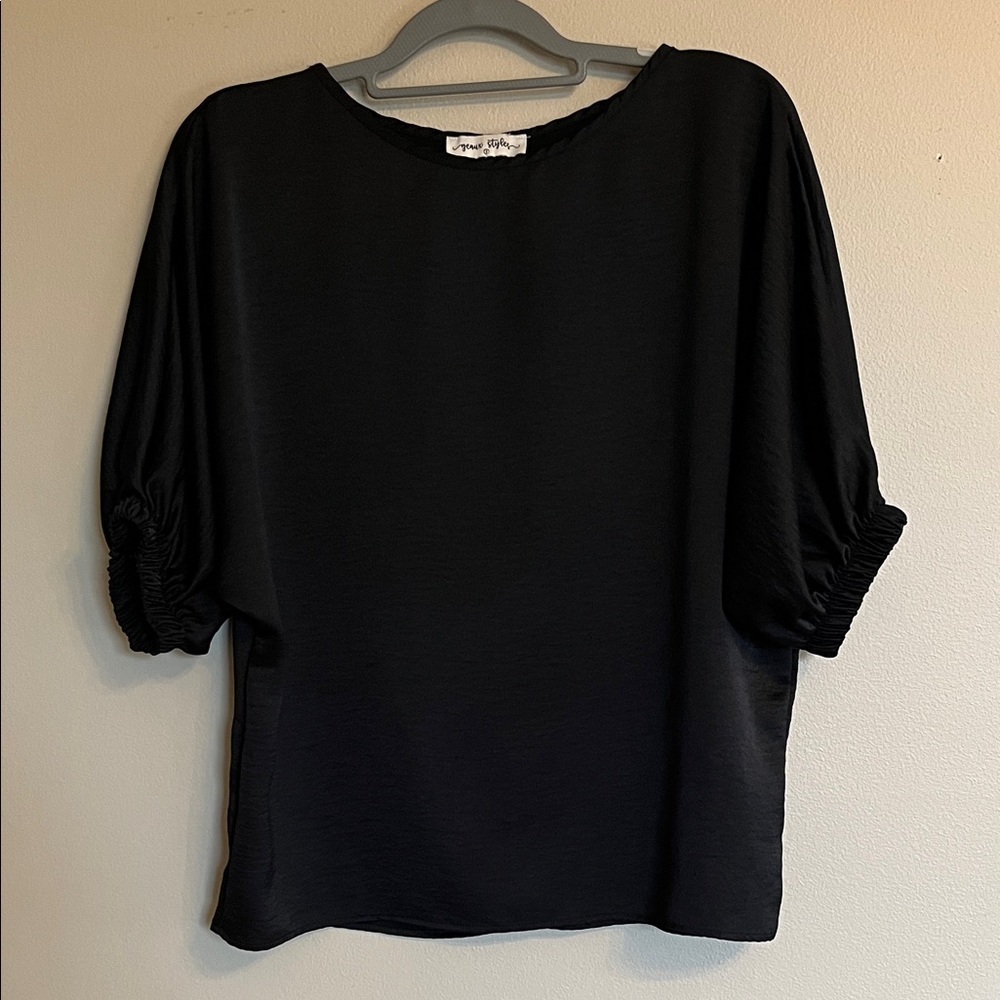 Black Blouse with Balloon Sleeves